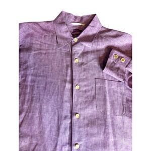 Tommy Bahama Linen Shirt Purple Long Sleeve Button Front Relax Size Small‎ Linen